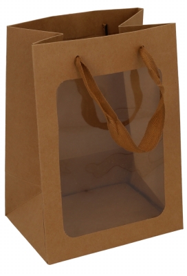 Kadotasjes Trazo Kraft Met PET Venster FSC® 18x13x25cm 10stuks Kadotasjes Trazo Kraft Met PET Venster FSC® 18x13x25cm 10stuks