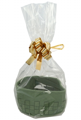 Geschenkmandje Vilt Smokey Green 19x9cm 4st & GRATIS STRIKJES & ZAKJES Geschenkmandje Vilt Smokey Green 19x9cm 4st & GRATIS STRIKJES & ZAKJES