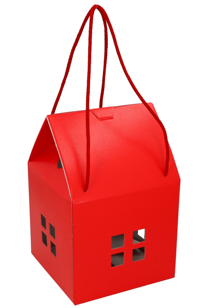 Geschenkdoos Huisje Rood & Koord 20x20x18cm 30stuks