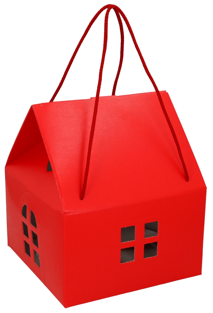 Geschenkdoos Huisje Rood & Koord 24.5x24.5x15cm 20stuks