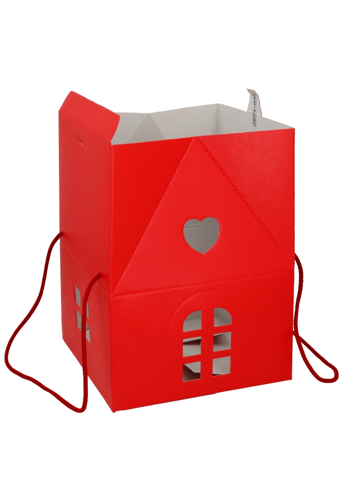 Geschenkdoos Huisje Rood & Koord 24.5x24.5x15cm 20stuks