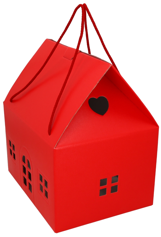 Geschenkdoos Huisje Rood & Koord 33x25x19cm 20stuks Geschenkdoos Huisje Rood & Koord 33x25x19cm 20stuks