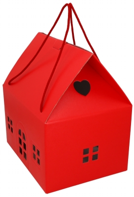 Geschenkdoos Huisje Rood & Koord 33x25x19cm 20stuks Geschenkdoos Huisje Rood & Koord 33x25x19cm 20stuks