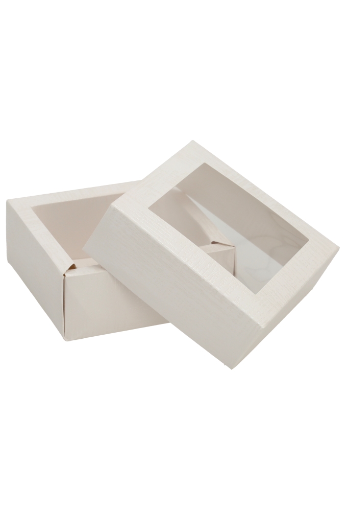 Geschenkdoos Wit & Relief Brussel Met Venster 8x8x4cm 10stuks