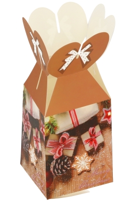 Geschenkdoosje Merry Christmas Beige 8.5x8.5x10.5cm 12stuks Geschenkdoosje Merry Christmas Beige 8.5x8.5x10.5cm 12stuks