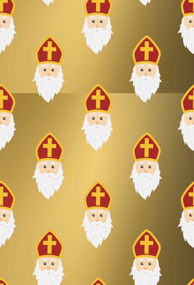 Sintpapier Trendy 70grs Gouden Sintkoppen 30cm  x  200meter