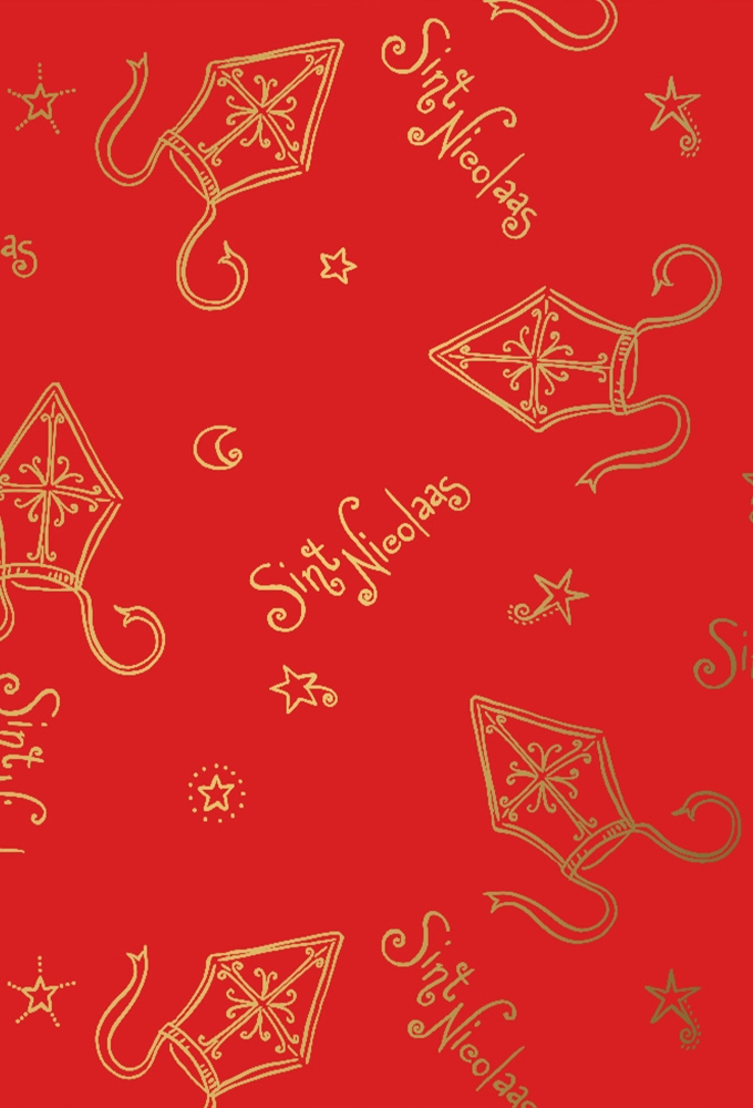 Sintpapier Trendy 70grs Sint Silhouetten Rood 50cm  x  200meter