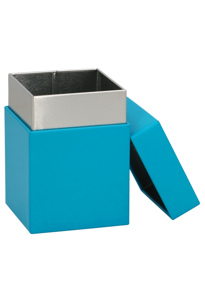 Blikken Turquoise Vierkant 7.8x7.8x11cm 12stuks