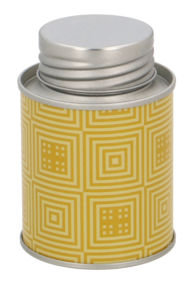 Blikken Geel Rond Met Patroon & Strooikop 5.6x8.5cm 24stuks