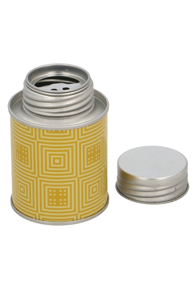 Blikken Geel Rond Met Patroon & Strooikop 5.6x8.5cm 24stuks