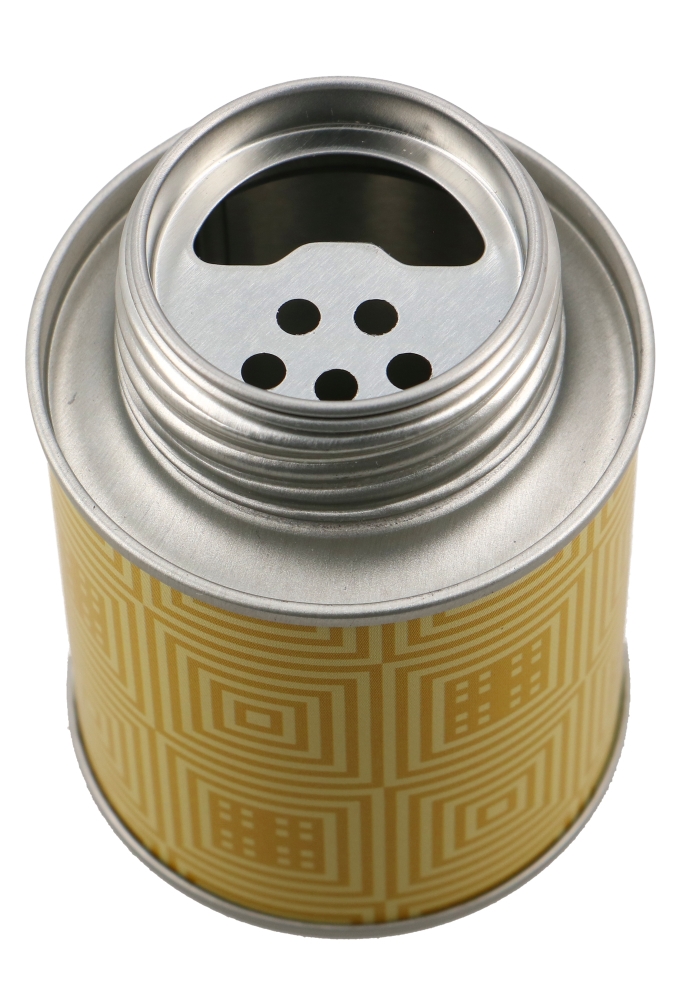 Blikken Geel Rond Met Patroon & Strooikop 5.6x8.5cm 24stuks