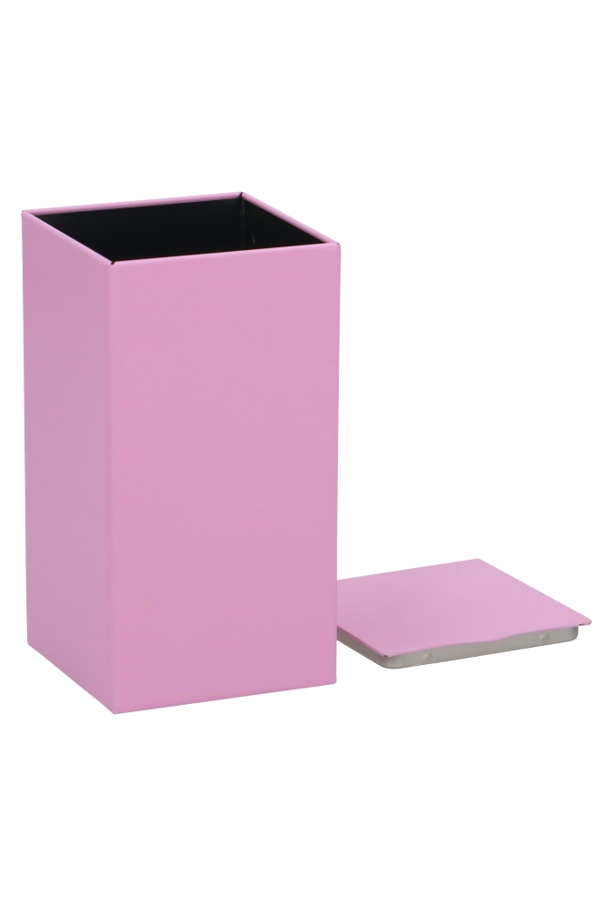 Blikken Roze Vierkant 100gr 6.5x6.5x12cm 12stuks