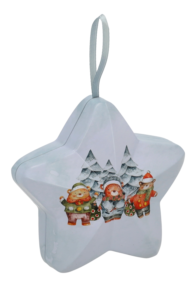 Blikken Wit Ster Beren 10x9.6x4.5cm 12stuks