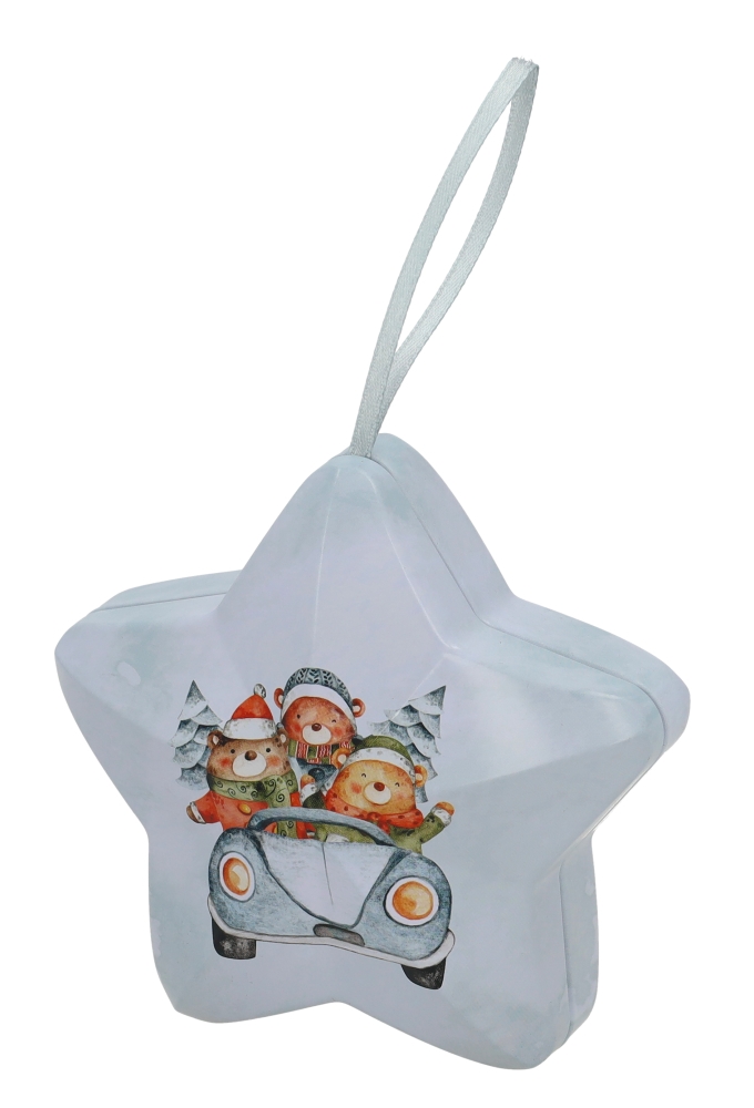 Blikken Wit Ster Beren 10x9.6x4.5cm 12stuks