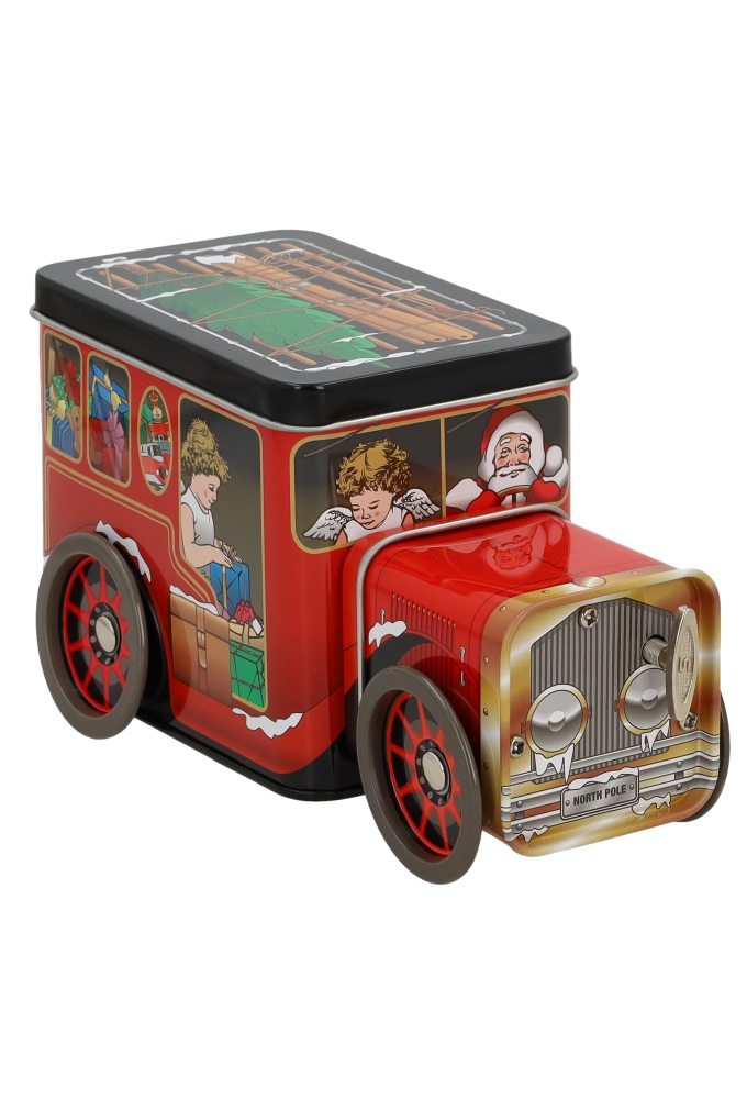 Blikken Kersttruck met muziekdoosje 18x9x10.3cm 12stuks