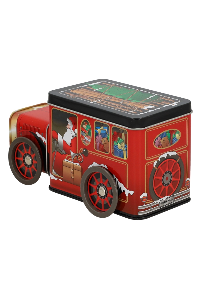 Blikken Kersttruck met muziekdoosje 18x9x10.3cm 12stuks