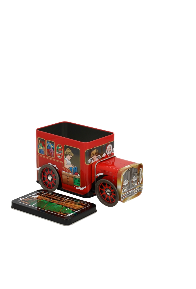 Blikken Kersttruck met muziekdoosje 18x9x10.3cm 12stuks