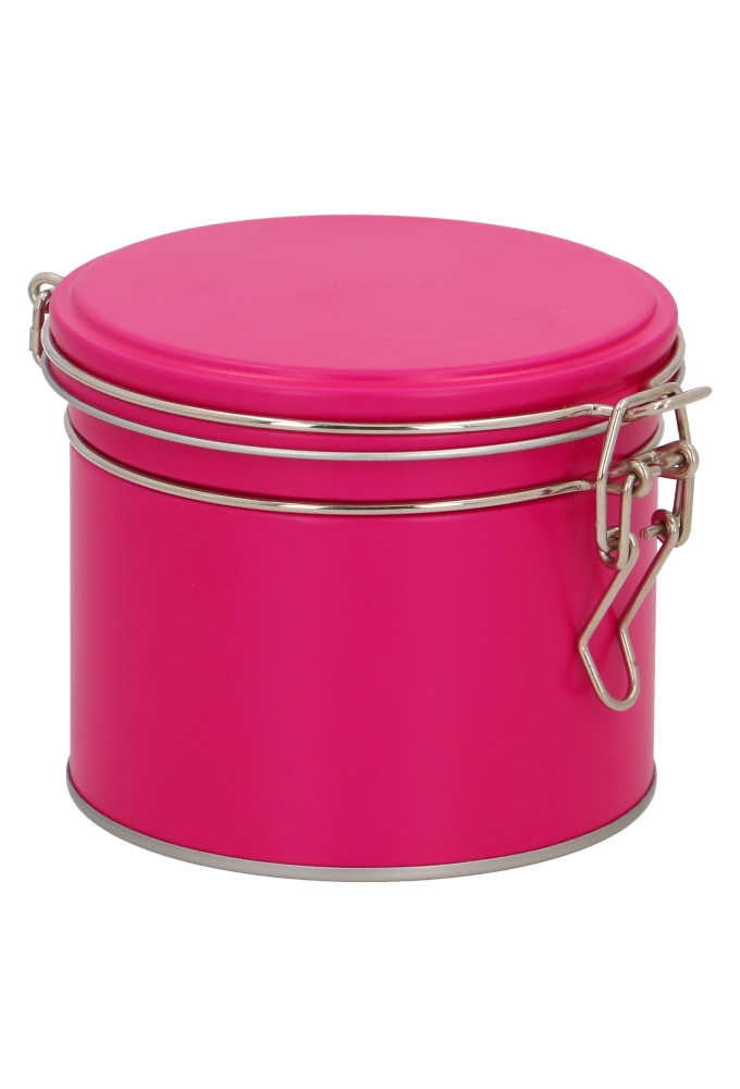 Blikken Roze Rond Met Beugel 10.2x9cm 12stuks