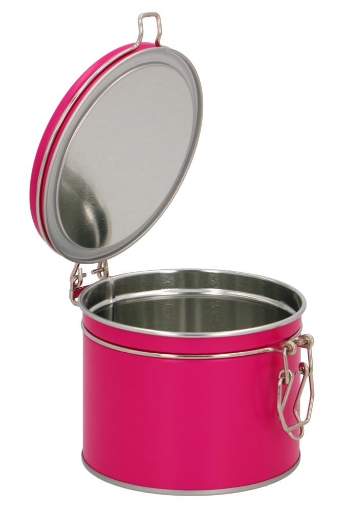 Blikken Roze Rond Met Beugel 10.2x9cm 12stuks