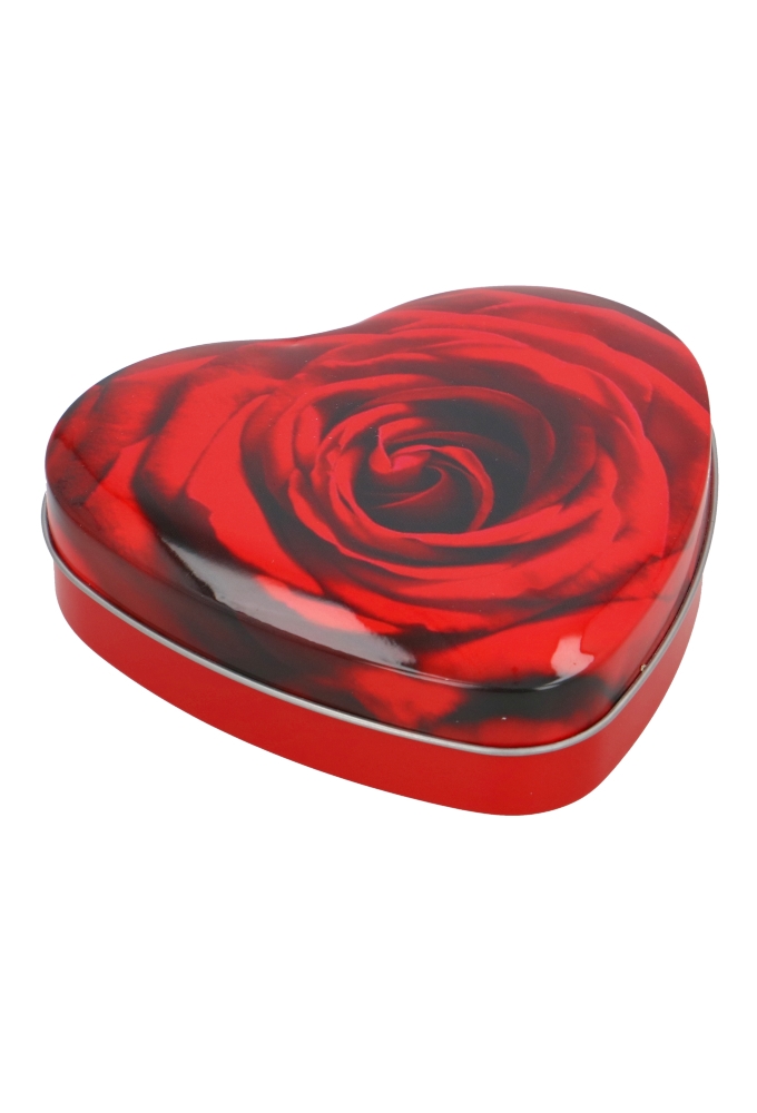 Blikken Hart Met Roos 12.3x12x3cm 12stuks