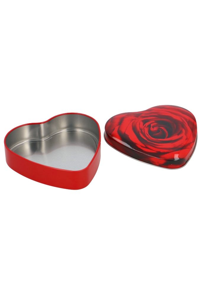 Blikken Hart Met Roos 12.3x12x3cm 12stuks