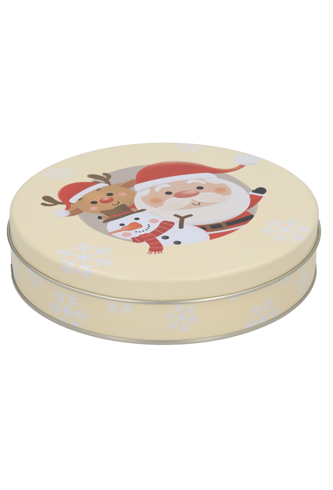 Blikken Kerstman & Sneeuwpop Rond 18x4cm 12stuks