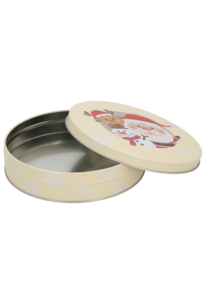 Blikken Kerstman & Sneeuwpop Rond 18x4cm 12stuks