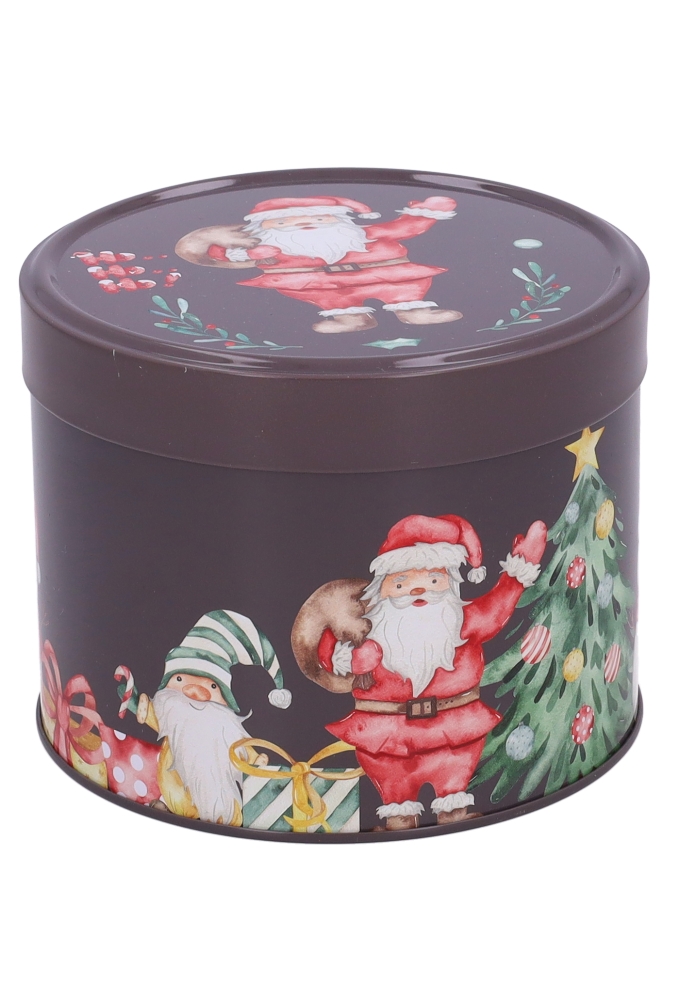 Blikken Bruin Rond Kerstfeest 11.7x9cm 12stuks