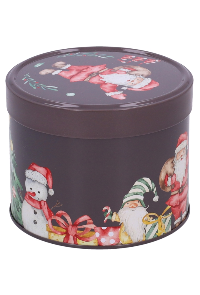 Blikken Bruin Rond Kerstfeest 11.7x9cm 12stuks