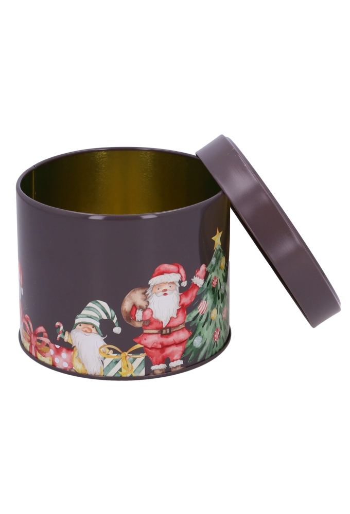 Blikken Bruin Rond Kerstfeest 11.7x9cm 12stuks
