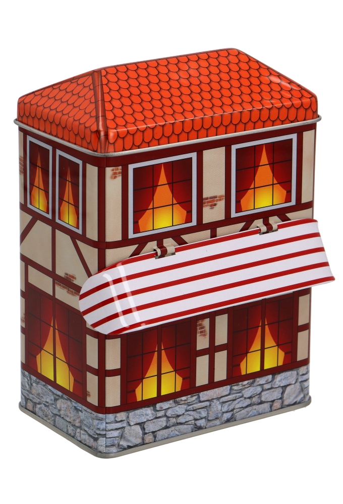 Blikken Huisje Met Luifel 11.3x7.2x14cm 12stuks