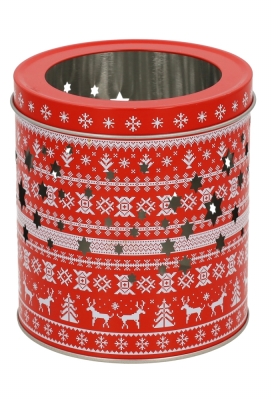 Blikken Theelichthouder Kerst 11x12cm 12stuks Blikken Theelichthouder Kerst 11x12cm 12stuks