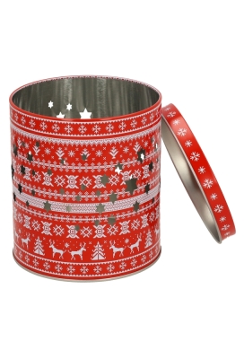 Blikken Theelichthouder Kerst 11x12cm 12stuks Blikken Theelichthouder Kerst 11x12cm 12stuks