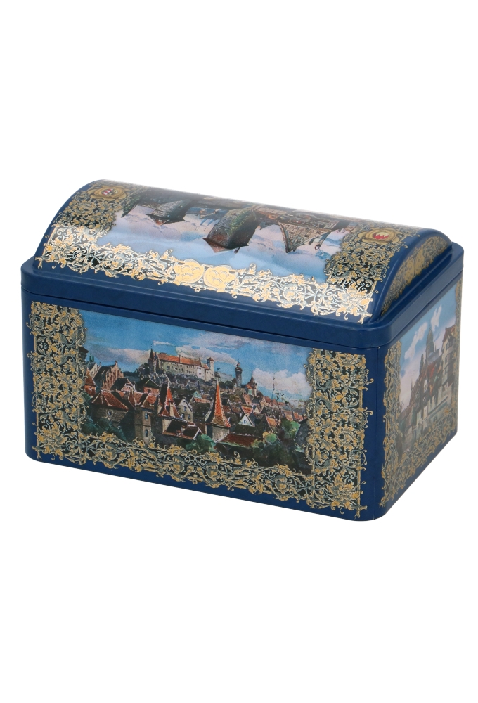 Blikken Oude Stad Met Goud 16x10.6x10.3cm 12stuks