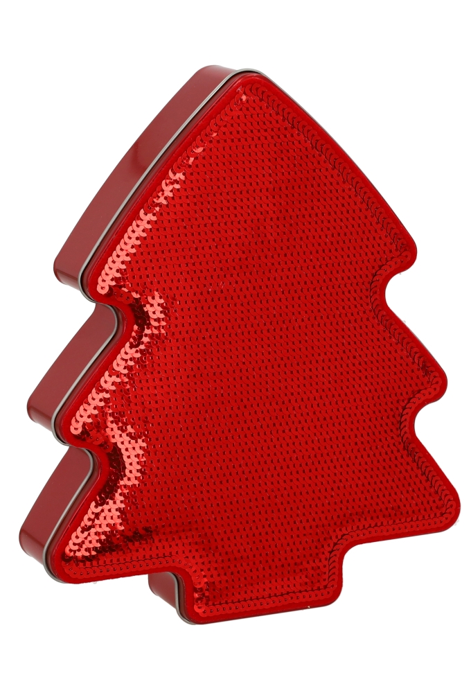 Blikken Rood Kerstboom Met Pailletten 22x18x4cm 12stuks