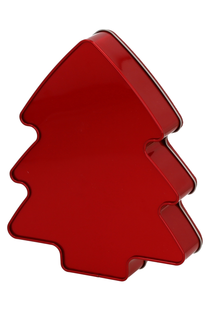 Blikken Rood Kerstboom Met Pailletten 22x18x4cm 12stuks