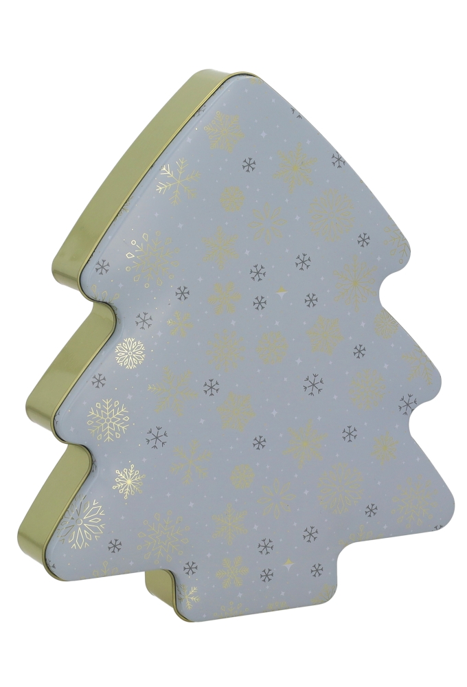 Blikken Kerstboom & Sneeuwvlokken 22x18x4cm 12stuks