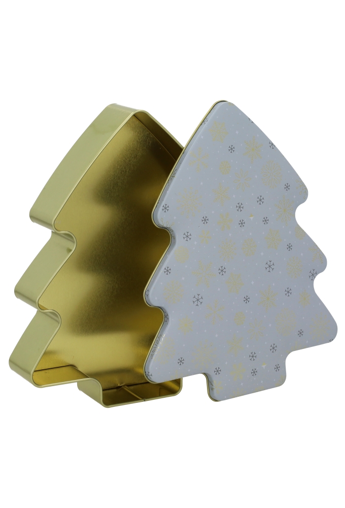 Blikken Kerstboom & Sneeuwvlokken 22x18x4cm 12stuks