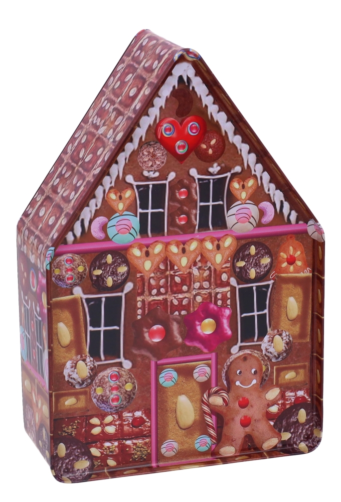 Blikken Peperkoekhuisje 22x18x5.8cm 12stuks