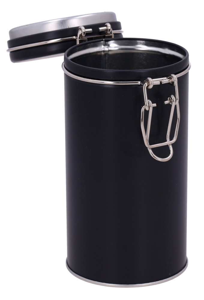 Blikken Zwart Rond Met Beugel 7.6x14.9cm 12stuks