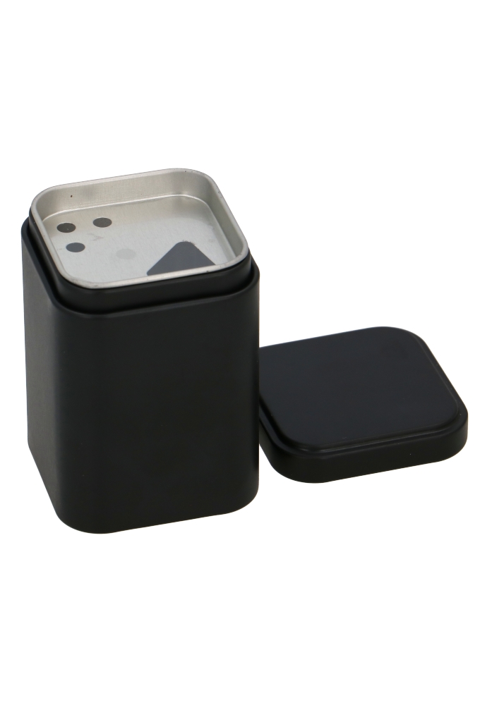 Blikken Zwart Vierkant Kruidenpotje 5.7x5.7x7cm 24stuks