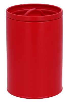 Blikken Rood Rond Met Handvat 11x15.5cm 12stuks