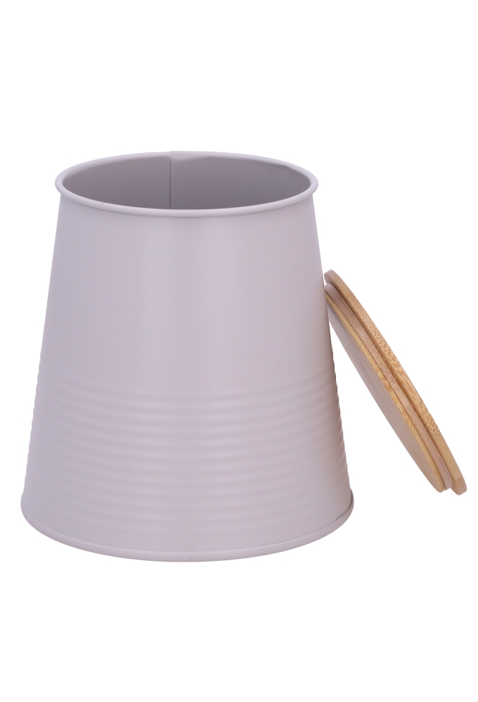 Blikken Wit Conisch Met Bamboe Deksel 14x10.7x14.5cm 12stuks