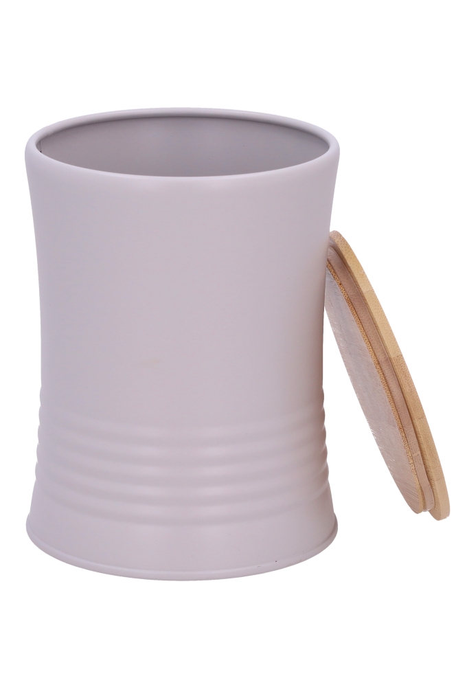 Blikken Wit Gebogen Met Bamboe Deksel 11x14.5cm 12stuks