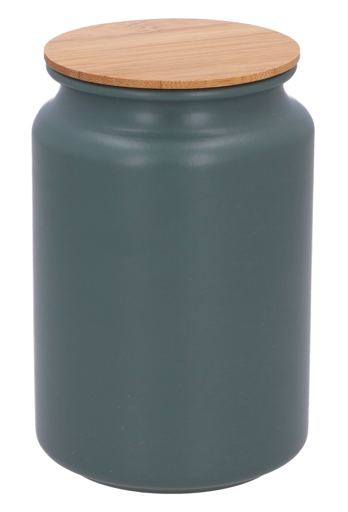 Blikken Groen Rond Met Bamboe Deksel 9.5x8.5x14cm 12stuks