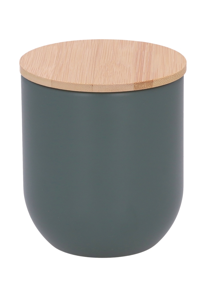 Blikken Groen Rond Met Bamboe Deksel 9x9cm 12stuks