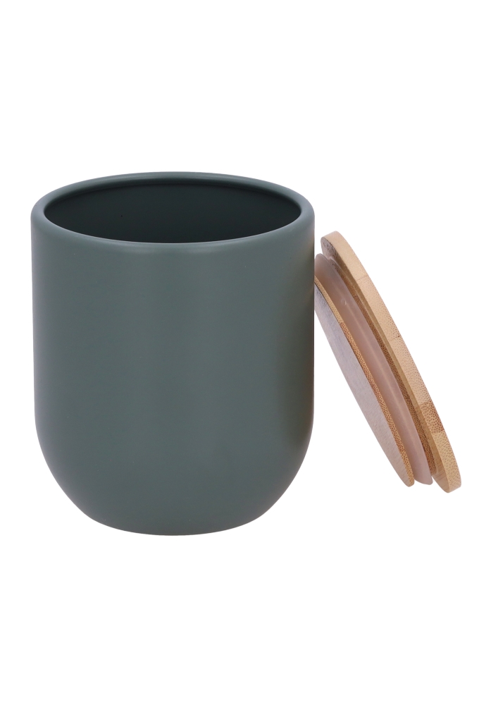 Blikken Groen Rond Met Bamboe Deksel 9x9cm 12stuks