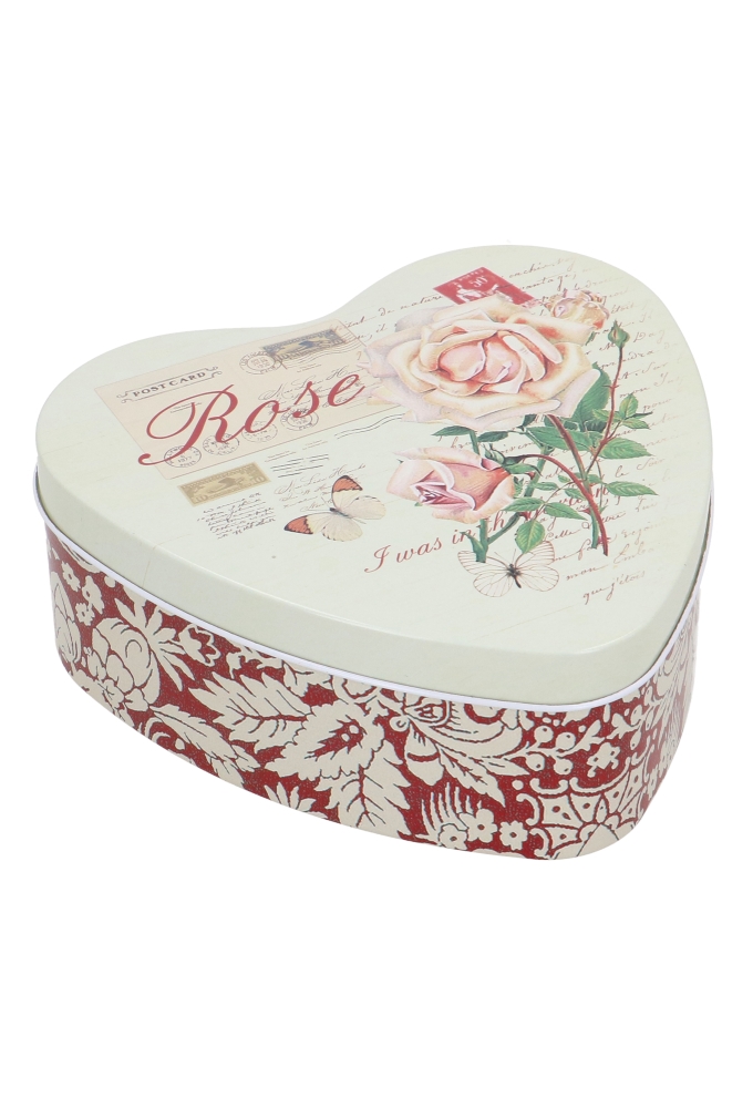 Blikken Hart Roos & Liefdesbrief 16x15.5x6cm 12stuks