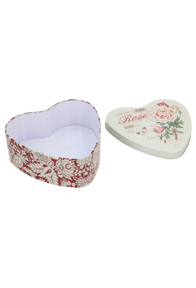 Blikken Hart Roos & Liefdesbrief 16x15.5x6cm 12stuks