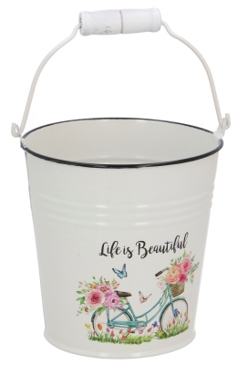 Blikken Emmer Life is Beautiful 9.5x12.5x12.5cm 6stuks Blikken Emmer Life is Beautiful 9.5x12.5x12.5cm 6stuks
